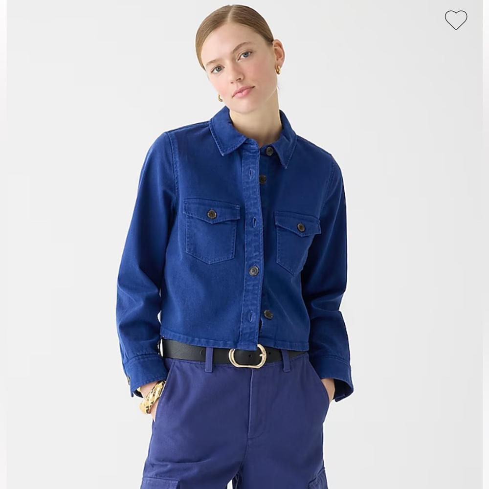 Cargo Workwear cropped shirt-jacket in chino Blue